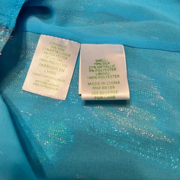 Lilly Pulitzer Galiana Silk Top Ocean Breeze Size M - Picture 14 of 16